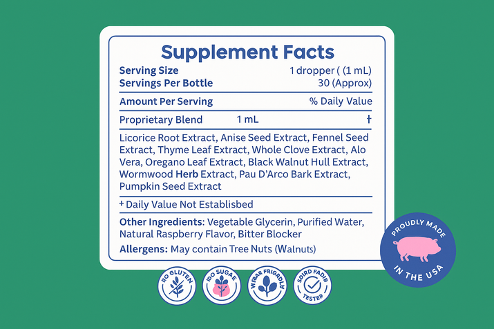 Recreated Supplement Facts Label